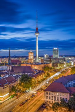 Berlin skyline in twilight during blue hour, Germany clipart