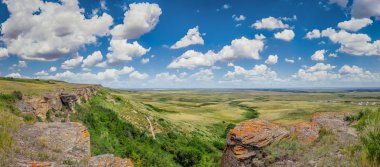 Bufalo kafa-çökerttiğini-gelen atlama, Alberta, Kanada Kanada Prairie