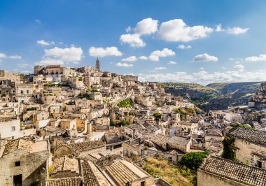 Antik şehir Matera gündoğumu, Basilicata, İtalya