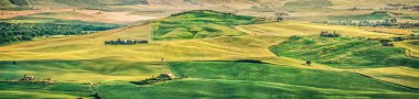 Tuscany manzara panorama adlı günbatımı, Val d'Orcia, İtalya