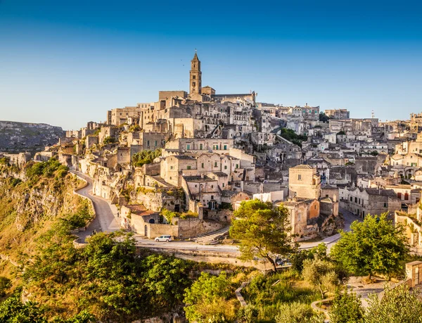 Antik şehir Matera gündoğumu, Basilicata, İtalya