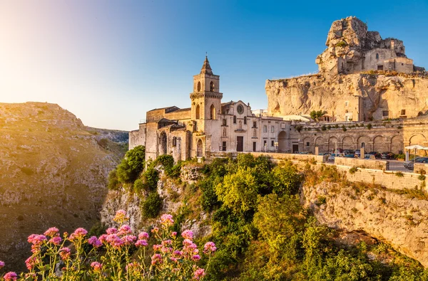 Antik şehir Matera gündoğumu, Basilicata, İtalya
