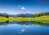 Картина, постер, плакат, фотообои "idyllic summer landscape with clear mountain lake in the alps", артикул 68479969