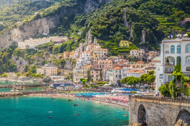 Kartpostal görünümü Amalfi, Amalfi Coast, Campania, İtalya