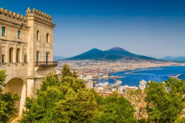 Aerial view of Naples with Mt Vesuvius, Campania, Italy clipart