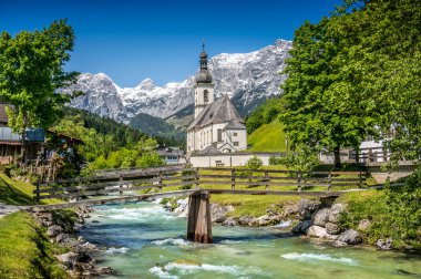Ramsau dağ köyü, Berchtesgadener arazi, Bavyera, Almanya