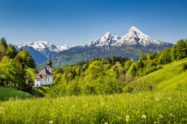 Maria Gern, Nationalpark Berchtesgadener Land, Bavyera, Almanya.