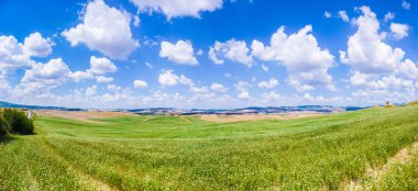 Val d'Orcia, İtalya tepeler haddeleme ile doğal Tuscany manzara