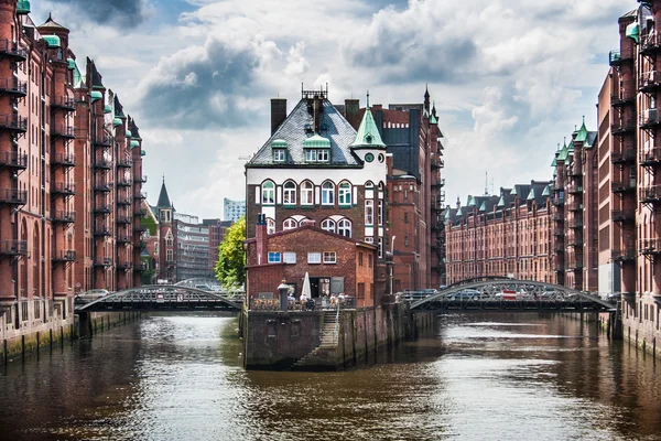 Dzielnicy Speicherstadt w hamburg, Niemcy — Zdjęcie stockowe