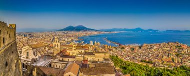 City of Naples with Mt. Vesuvius at sunset, Campania, Italy clipart
