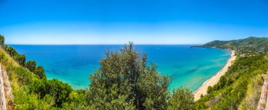Panoramic view of beautiful coastal landscape at the Cilentan Coast, Campania, Italy