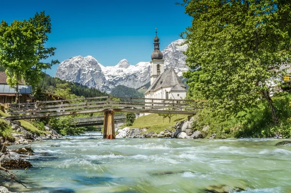 Ramsau horská vesnice, Berchtesgadener Land, Bavorsko, Německo — Stock fotografie