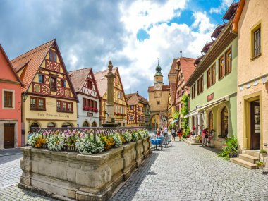 rothenburg ob der tauber, franconia, Bavyera, Almanya tarihi şehrin güzel manzara