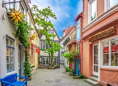 Bremen, Almanya tarihi Schnoorviertel renkli evleri
