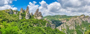 Lucan Dolomites with beautiful mountain village of Castelmezzano, Basilicata, Italy