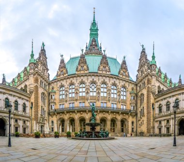 Beautiful Hamburg town hall with Hygieia fountain from courtyard, Germany clipart