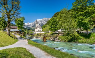 Ramsau dağ köyü, Berchtesgadener arazi, Bavyera, Almanya