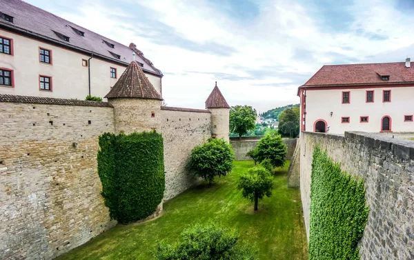 Paredes históricas da famosa fortaleza Marienberg em Wurzburg, Baviera, Alemanha — Fotografia de Stock