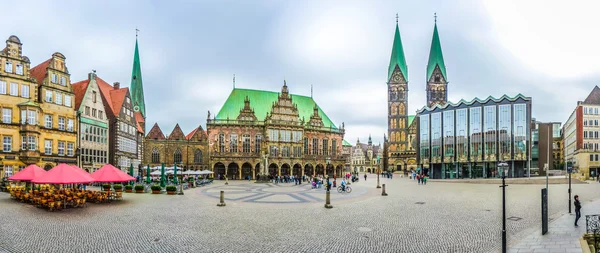 Famosa Praça do Mercado Bremen na cidade hanseática de Bremen, Alemanha — Fotografia de Stock