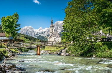 Ramsau dağ köyü, Berchtesgadener arazi, Bavyera, Almanya