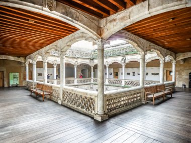 Ünlü Patio de la Casa de las Conchas, Salamanca, İspanya