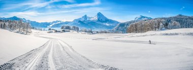 Watzmann massif, Almanya ile Bavyera Alpleri'nde kış manzarası
