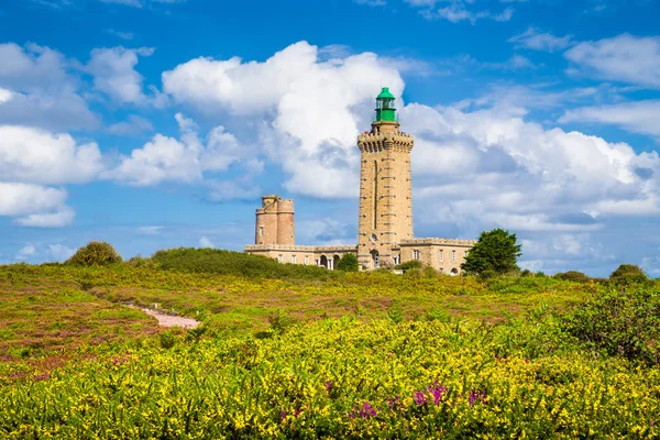 Lighthouse at Cap Frehel peninsula, Bretagne, France — стокове фото