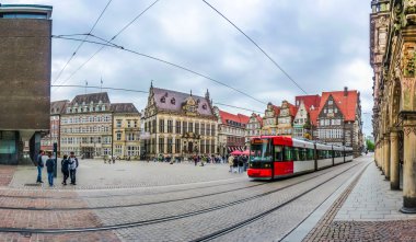 Famous Bremen Market Square with tramway in Bremen, Germany clipart