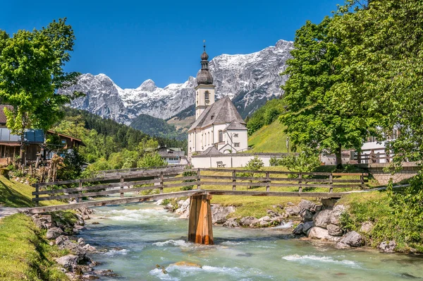 Ramsau górskiej miejscowości, Berchtesgadener Land, Bavaria, Niemcy — Zdjęcie stockowe