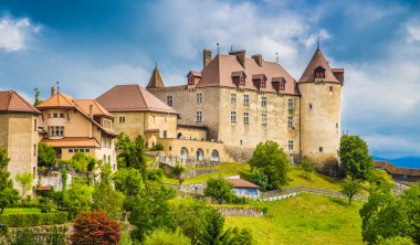 Gruyeres ortaçağ şehir, Fribourg, İsviçre