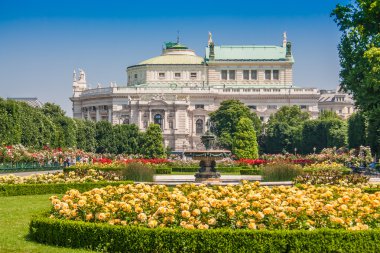 Volksgarten public park with Burgtheater, Vienna, Austria