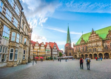 Ünlü tarihi Pazar Meydanı Hansa şehri Bremen, Almanya