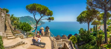 Amalfi Coast from Villa Rufolo gardens in Ravello, Campania, Italy clipart
