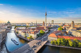 Berliner Skyline mit Spree im Sommer, Deutschland