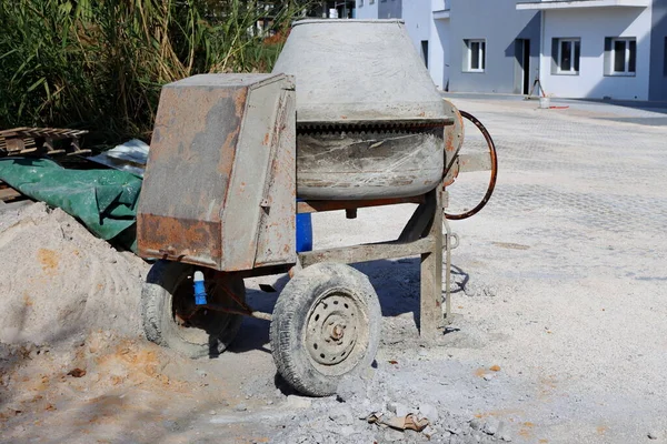 Dirty Concrete Mixer Construction Site Construction Equipment — Stock Photo, Image