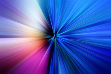 Radyal bulanıklığın soyut yüzeyi mavi ve pembe tonlarda yakınlaşır. Radyal, ayrışan, yakınsayan çizgilerle parlak renkli arkaplan.