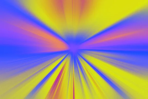 ネオン青と黄色のトーンで放射状ズームの抽象的な表面のぼかし 放射状線 分岐線 収束線を持つ抽象ネオン背景 — ストック写真