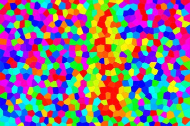 Kırık cam gibi düzensiz şekillerden oluşan çok renkli mozaiğin soyut parlak arka planı. Duvar kağıdı, arkaplan, iç mekan, kartpostal için çok renkli mozaik gradyan 