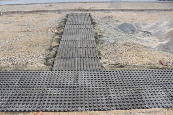 Construção Guias Calçada Para Cegos — Fotografia de Stock