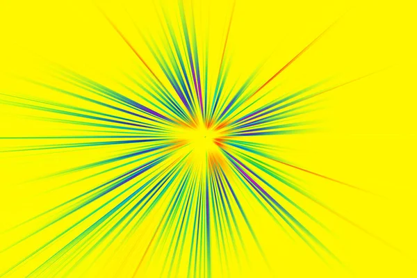 黄色の背景に多色のトーンで放射状のズームぼかしの抽象的な表面 放射線 放射線 収束線と明るいカラフルな背景 — ストック写真