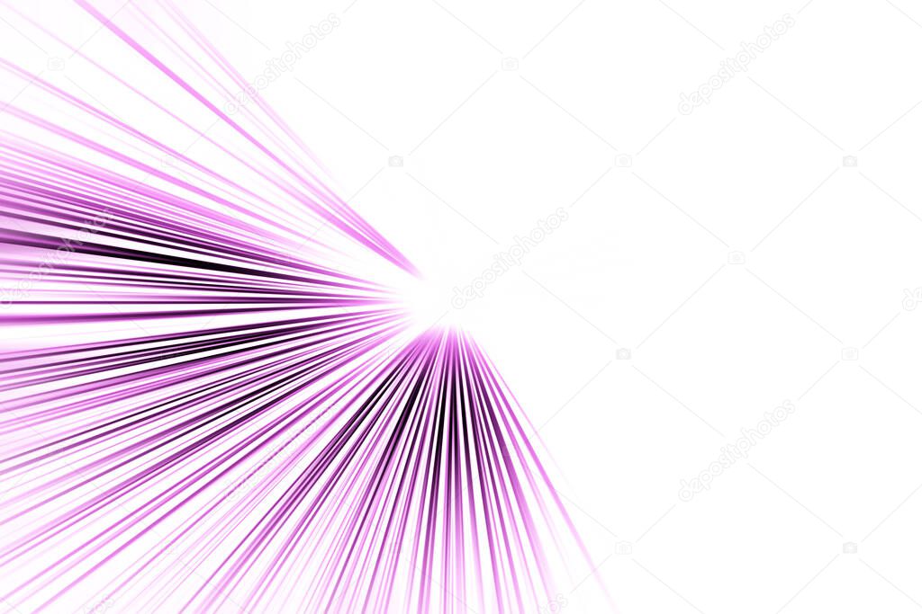 Abstract surface of radial blur zoom  in black and pink tones against a white background. Spectacular pink and white background with radial diverging converging lines. 