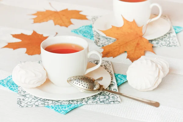 Autumn tea drinking. — Stock Photo, Image