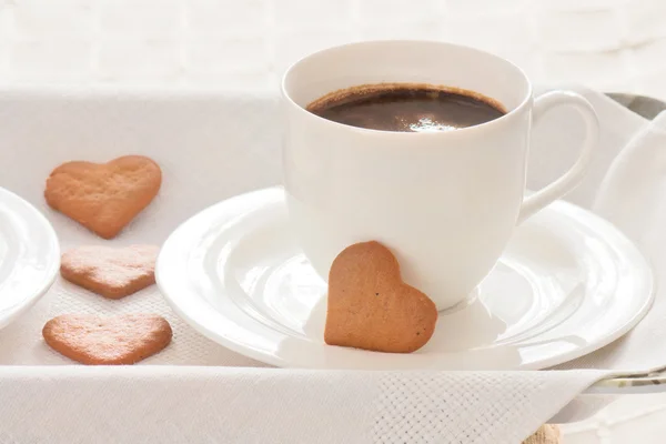 Cup of coffee and hearts. — Stock Photo, Image