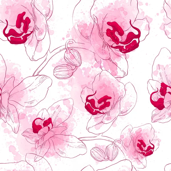 Digital and watercolor orchids — Stock Photo, Image