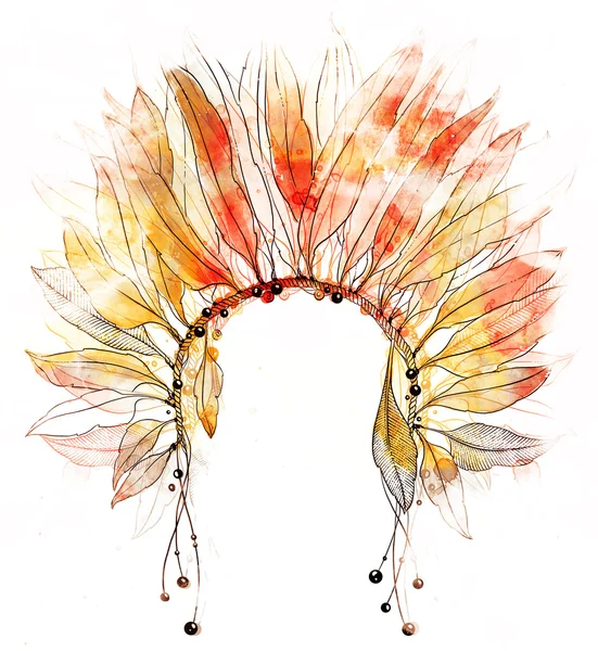 羽を持つインドの頭飾り — ストック写真