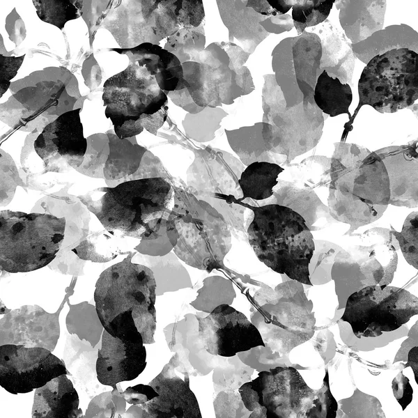 Impronta acquerello di silhouette foglie — Foto Stock