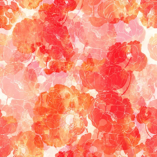 Watercolor imprints of poppies — Stock Photo, Image