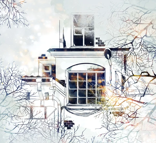 주택과 창 이야기 — 스톡 사진