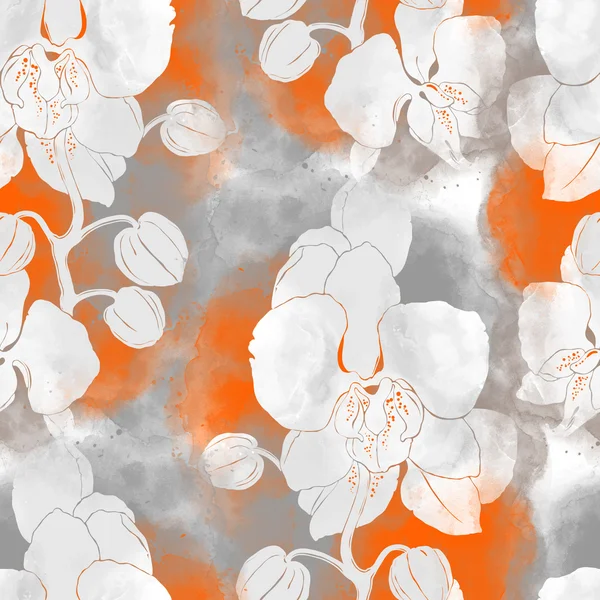 Imprints orchids seamless pattern — Stock Photo, Image