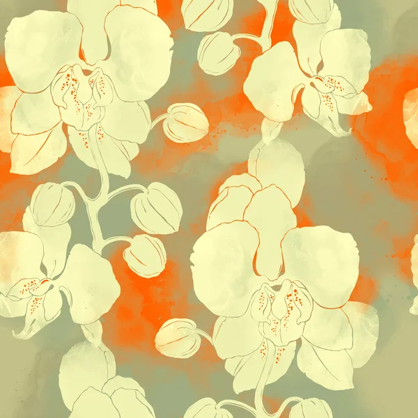 Imprints orchids seamless pattern — Stock Photo, Image